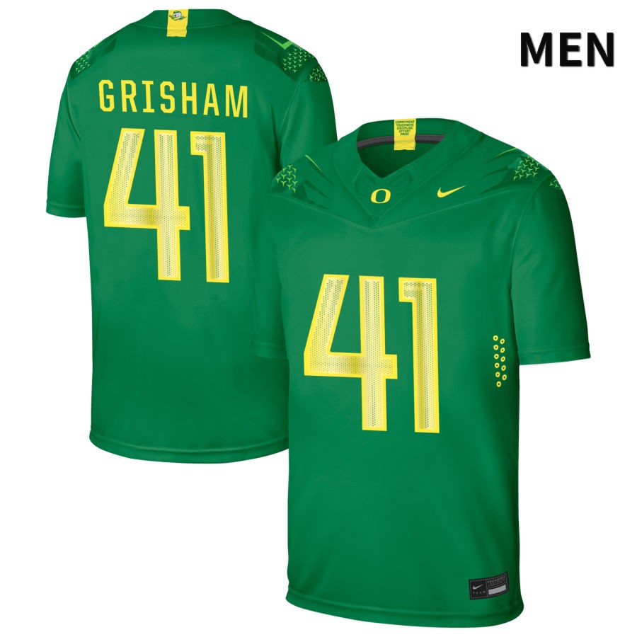 Oregon Ducks Men's #41 Zach Grisham Football College Authentic Green NIL 2022 Nike Jersey JTB77O7C